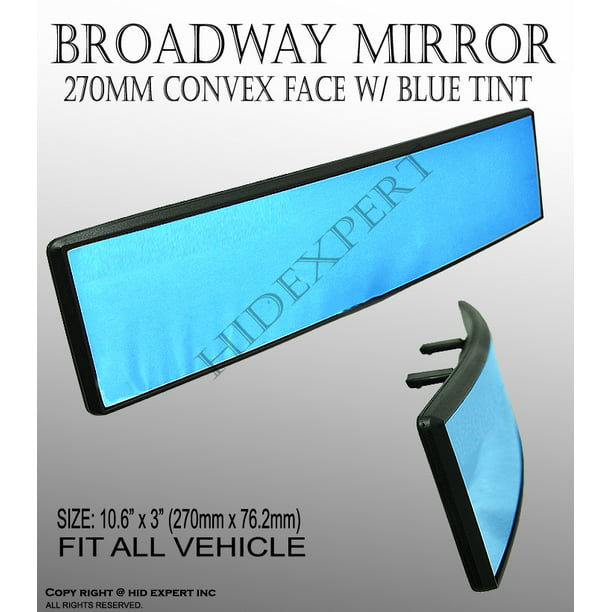 Broadway 270mm Wide Convex Interior Clip Blue Tint Rear View Mirror Universal 4 